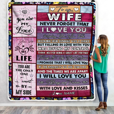 Personalized To My Wife Blanket From Husband Romantic I Love You Gifts For Wife Anniversary Valentines Wedding Christmas Customized Fleece Throw Blanket