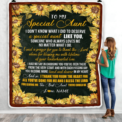 Personalized To My Special Aunt Blanket from Niece Nephew Thank you The Best Aunt Birthday Mothers Day Thanksgiving Christmas Customized Fleece Blanket