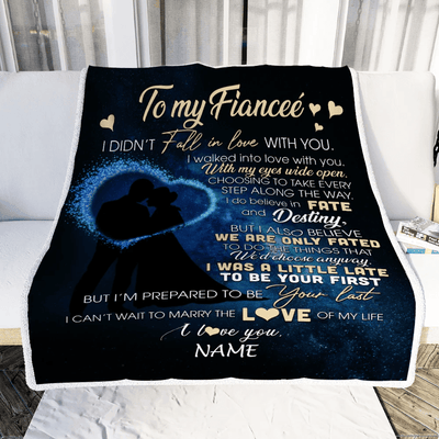 Personalized To My Fiancee Blankets Fall In Love With You Future Wife Fiancee Birthday Valentine's Day Christmas Customized Fleece Blanket