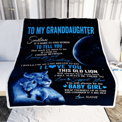 Personalized To My Granddaughter Blanket From Grandma Gigi I Love You This Old Lion Granddaughter Birthday Christmas Customized Bed Fleece Throw Blanket