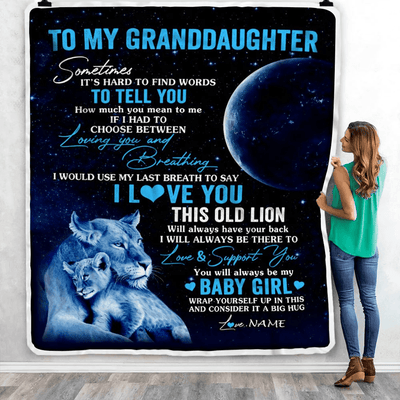 Personalized To My Granddaughter Blanket From Grandma Gigi I Love You This Old Lion Granddaughter Birthday Christmas Customized Bed Fleece Throw Blanket