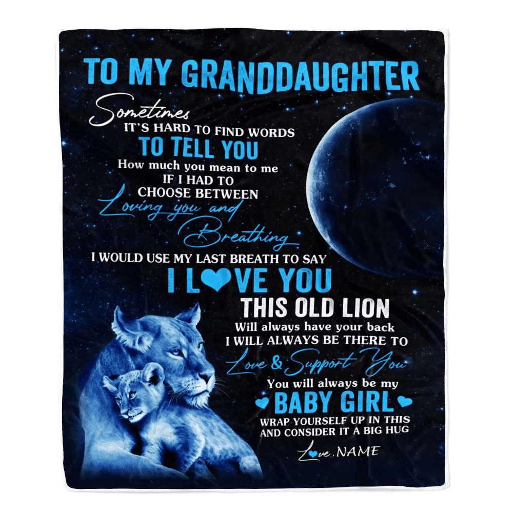 Personalized To My Granddaughter Blanket From Grandma Gigi I Love You This Old Lion Granddaughter Birthday Christmas Customized Bed Fleece Throw Blanket