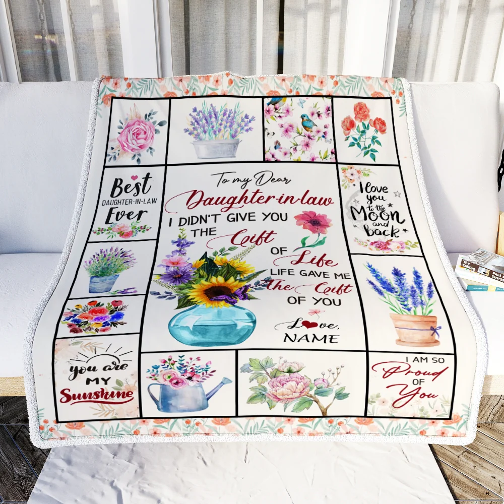 Personalized to My Dear Daughter in Law Blanket I Didn't GIVE You The Gift of Life Christmas Birthday Pregnant Wedding Anniversary Customized Fleece Blanket