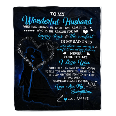 Personalized Custom Name To My Husband Blanket From Wife You Are My Everything Husband Birthday Christmas Wedding Anniversary Bed Quilt Fleece Throw Blanket