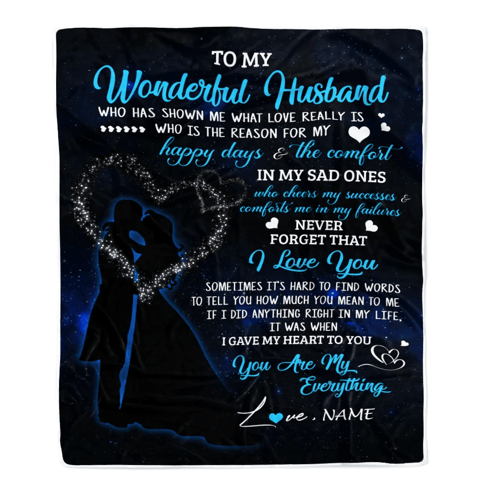Personalized Custom Name To My Husband Blanket From Wife You Are My Everything Husband Birthday Christmas Wedding Anniversary Bed Quilt Fleece Throw Blanket