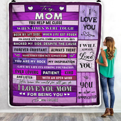 Personalized To My Mom Blanket From Daughter Son Wood You Help Me Close I Love You Mom Mothers Day Thanksgiving Christmas Customized Fleece Throw Blanket