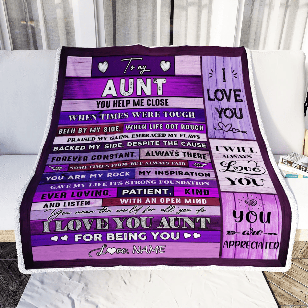 Personalized To My Aunt Blanket From Niece Nephew Wood You Help Me Close I Love You Aunt Mothers Day Thanksgiving Christmas Customized Fleece Throw Blanket