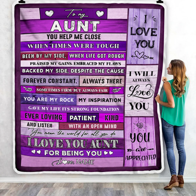 Personalized To My Aunt Blanket From Niece Nephew Wood You Help Me Close I Love You Aunt Mothers Day Thanksgiving Christmas Customized Fleece Throw Blanket