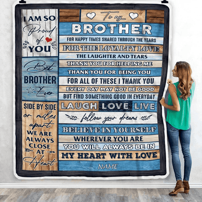Personalized To My Brother Blanket From Sister Wood Believe In Your Self Thank You Brother Birthday Thanksgiving Christmas Customized Bed Fleece Throw Blanket