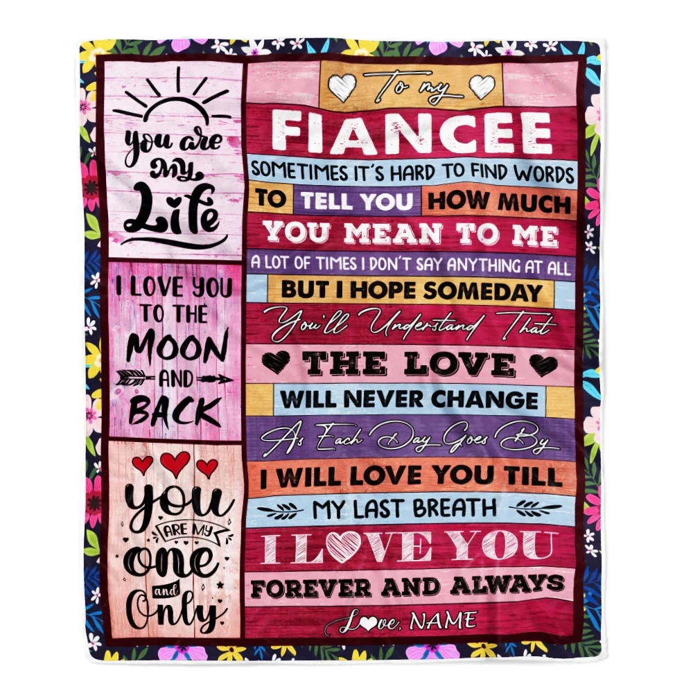 Personalized To My Fiancee Blanket From Fiance Wood Never Forget That I Love You Fiancee Anniversary Valentines Day For Her Christmas Fleece Throw Blanket