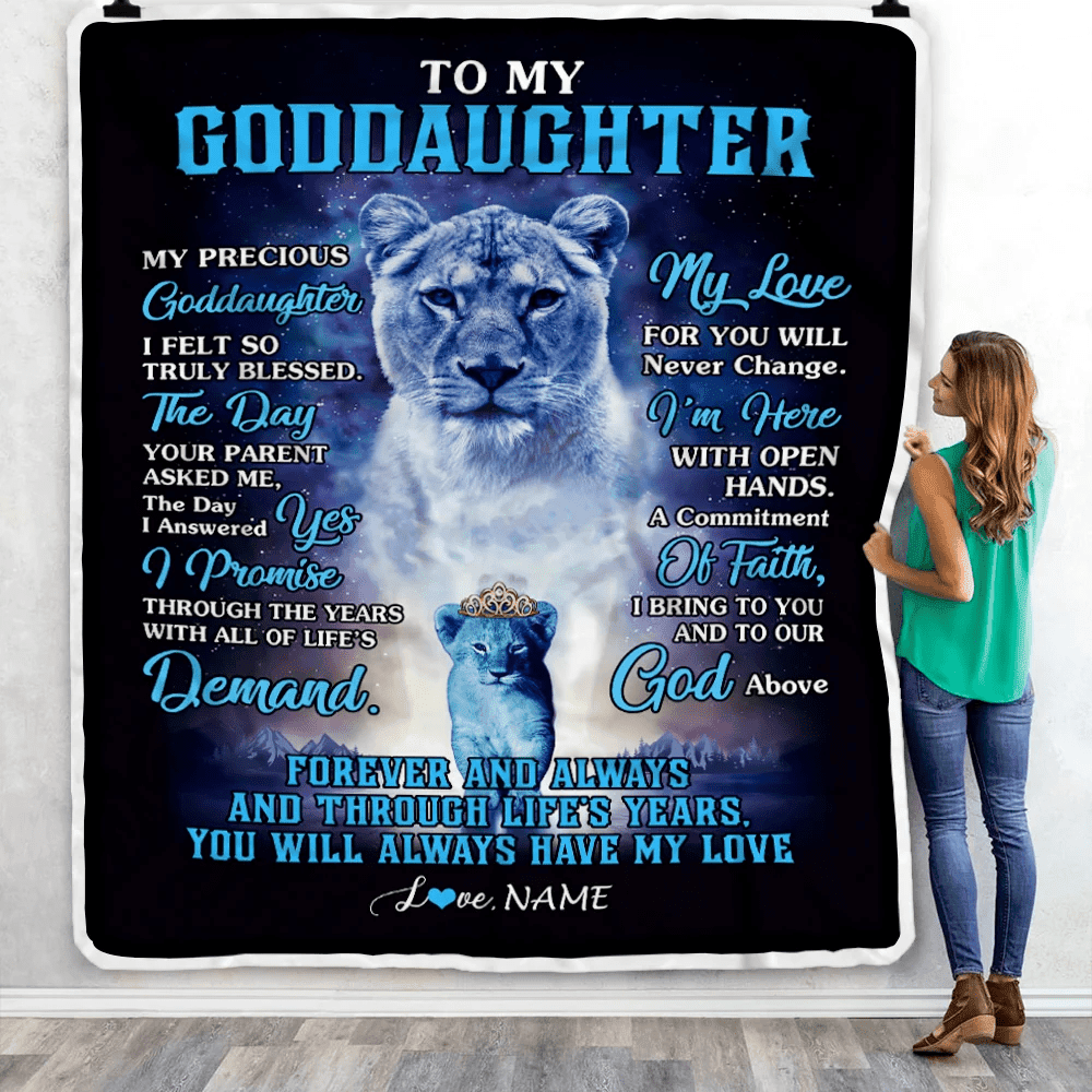 Personalized To My Goddaughter Blanket From Godmother Lion My Precious Goddaughter Birthday Graduation Anniversary Christmas Customized Fleece Throw Blanket