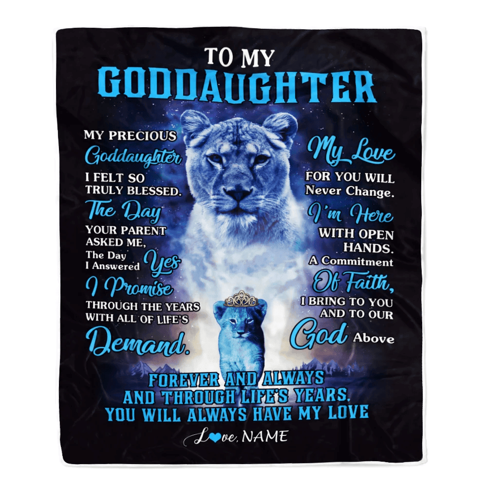 Personalized To My Goddaughter Blanket From Godmother Lion My Precious Goddaughter Birthday Graduation Anniversary Christmas Customized Fleece Throw Blanket