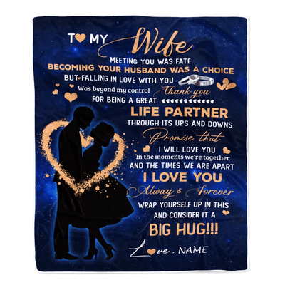 Personalized To My Wife Blanket From Husband Thank you It A Big Hug Wife Anniversary Wedding Day Valentines Day Wedding Christmas Fleece Throw Blanket