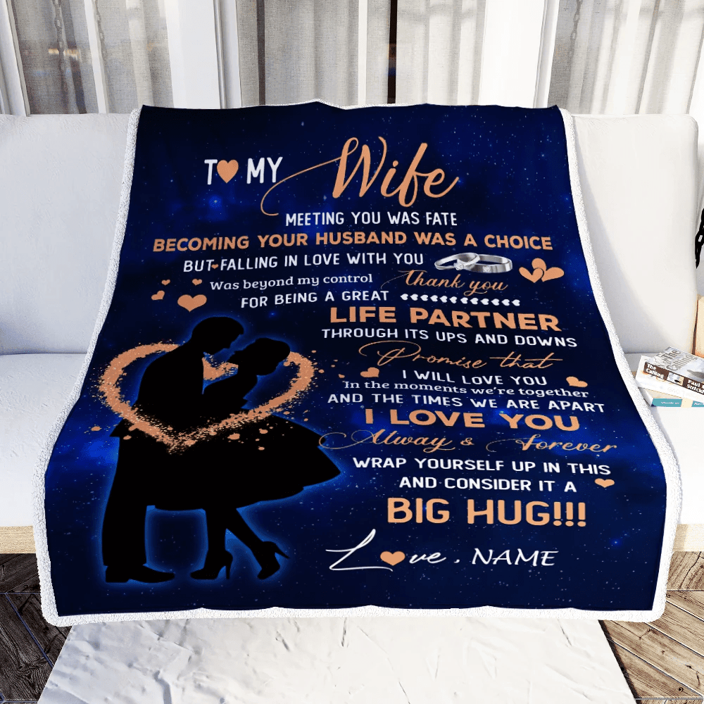 Personalized To My Wife Blanket From Husband Thank you It A Big Hug Wife Anniversary Wedding Day Valentines Day Wedding Christmas Fleece Throw Blanket