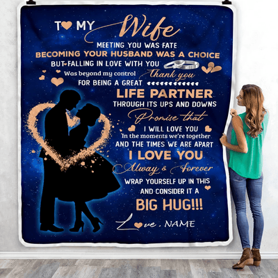 Personalized To My Wife Blanket From Husband Thank you It A Big Hug Wife Anniversary Wedding Day Valentines Day Wedding Christmas Fleece Throw Blanket