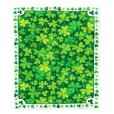 St Patrick Green Clover Fleece Blanket
