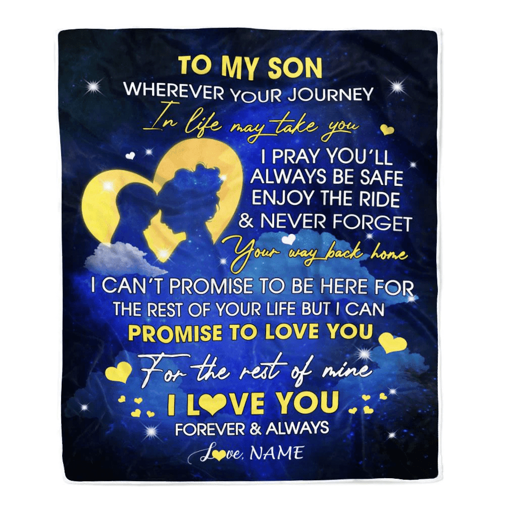 Personalized To My Son Blanket From Mom Mother Wherever Your Journey Son Birthday Graduation Christmas Customized Bed Fleece Throw Blanket