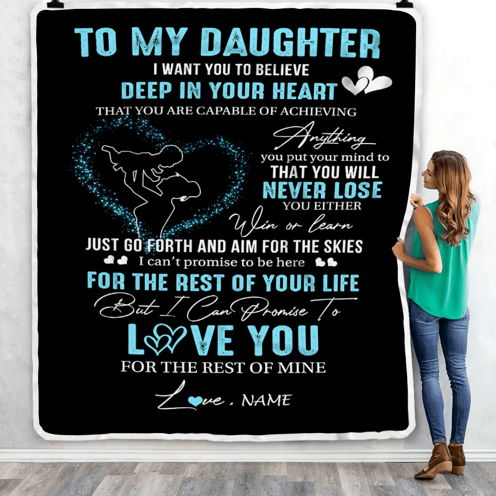 Personalized To My Daughter Blanket From Mom Promise To Love You Daughter Birthday Graduation Christmas Customized Bed Fleece Throw Blanket