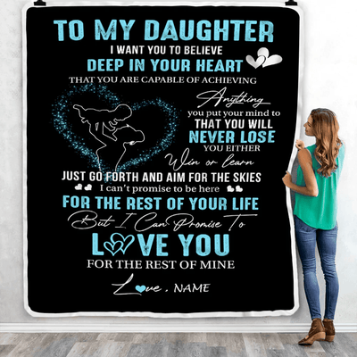 Personalized To My Daughter Blanket From Mom Promise To Love You Daughter Birthday Graduation Christmas Customized Bed Fleece Throw Blanket