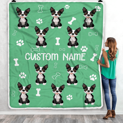 Personalized Custom Boston Terrier Blanket for Dog Mother Mom Dog Father Dad Dog Lover for Women Men Boy Girl Christmas Customized Bed Fleece Throw Blanket