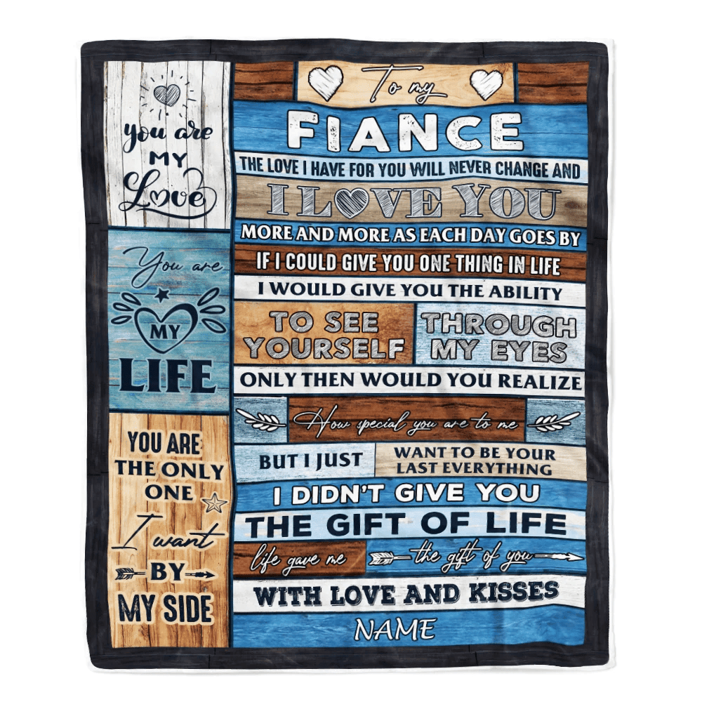 Personalized To My Fiance Blanket From Fiancee Wood I Love You More And More Fiance Anniversary Valentines Day For Him Christmas Fleece Throw Blanket