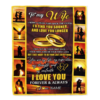 Personalized To My Wife Blanket From Husband Name Sunset I Love You Birthday Anniversary Wedding Valentine's Day Christmas Gift Bed Quilt Fleece Throw Blanket