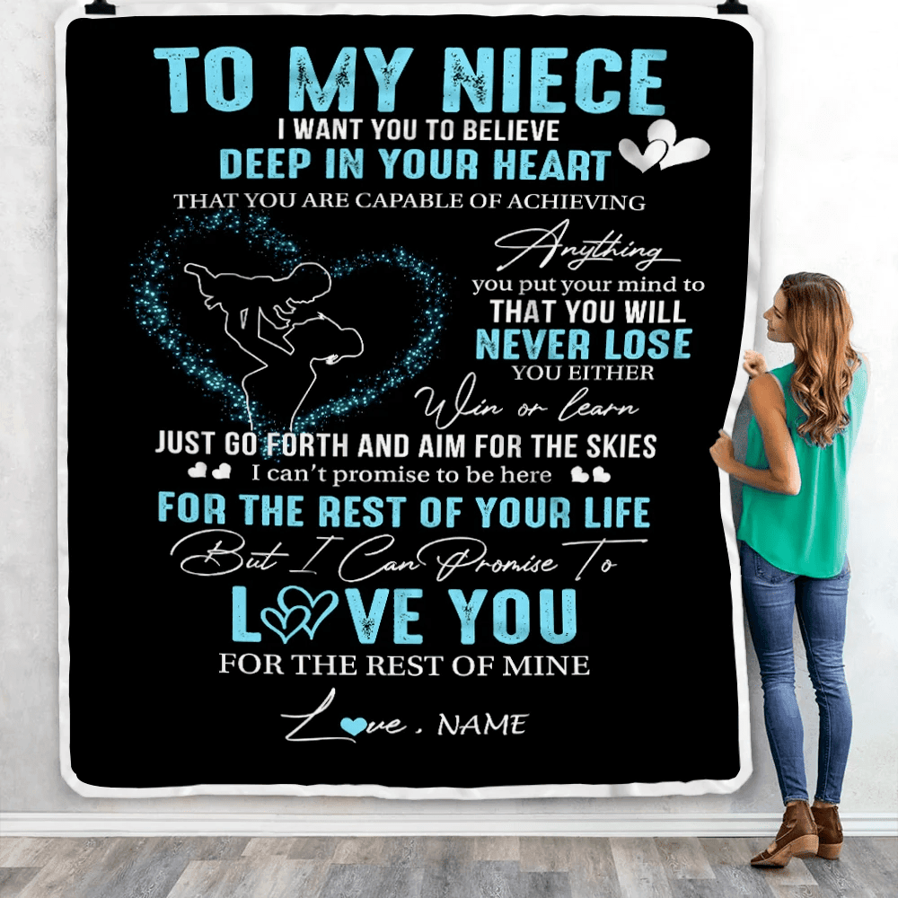 Personalized To My Niece Blanket From Aunt Auntie Promise To Love You Niece Birthday Graduation Christmas Customized Bed Fleece Throw Blanket