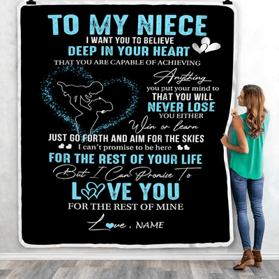 Personalized To My Niece Blanket From Aunt Auntie Promise To Love You Niece Birthday Graduation Christmas Customized Bed Fleece Throw Blanket