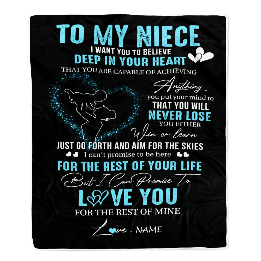 Personalized To My Niece Blanket From Aunt Auntie Promise To Love You Niece Birthday Graduation Christmas Customized Bed Fleece Throw Blanket