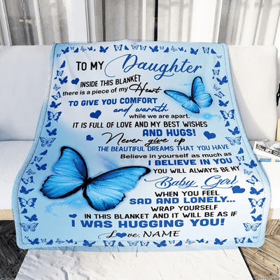 Personalized To My Daughter Blanket From Mom Dad Butterfly In Side This Blanket Daughter Birthday Graduation Christmas Customized Bed Fleece Throw Blanket