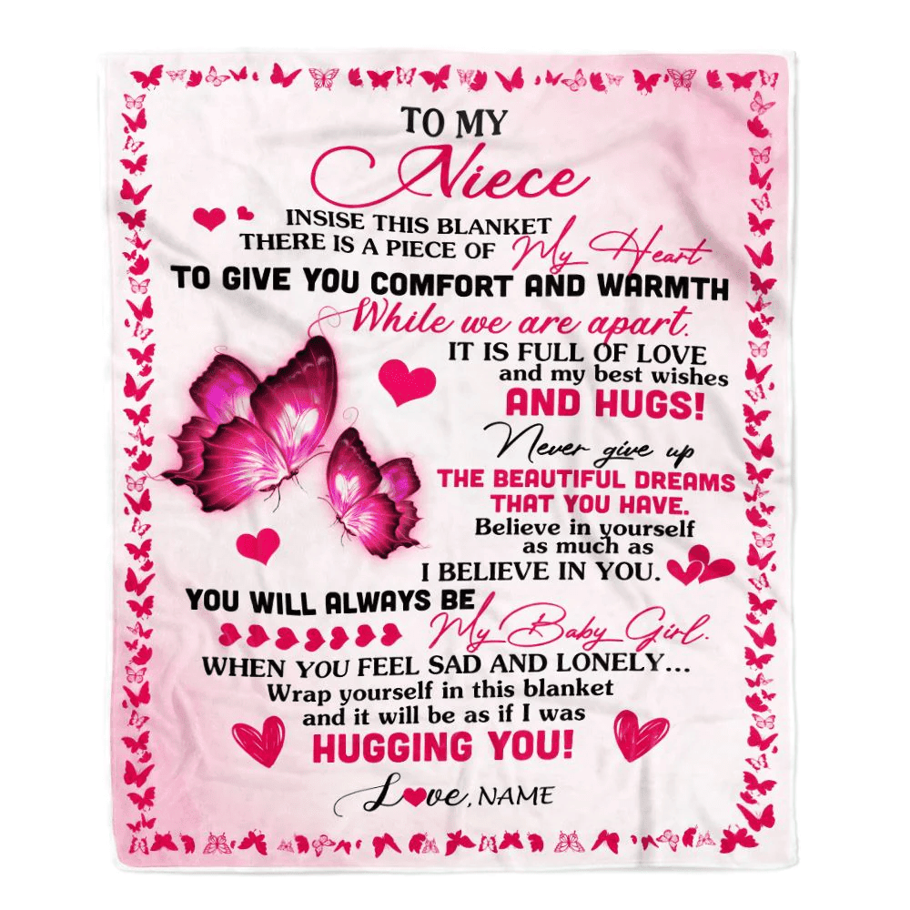 Personalized To My Niece Blanket From Aunt Auntie Butterfly Inside This Blanket Niece Birthday Graduation Thanksgiving Christmas Customized Fleece Blanket
