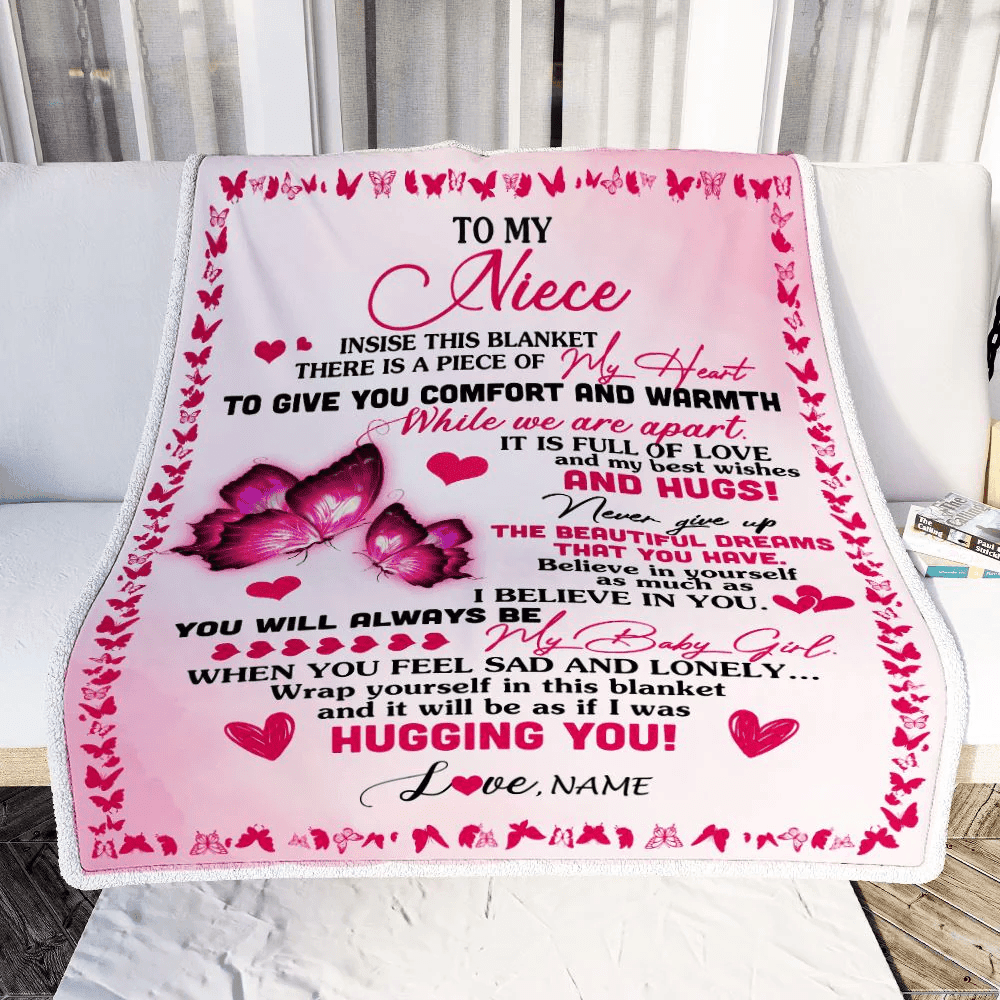 Personalized To My Niece Blanket From Aunt Auntie Butterfly Inside This Blanket Niece Birthday Graduation Thanksgiving Christmas Customized Fleece Blanket