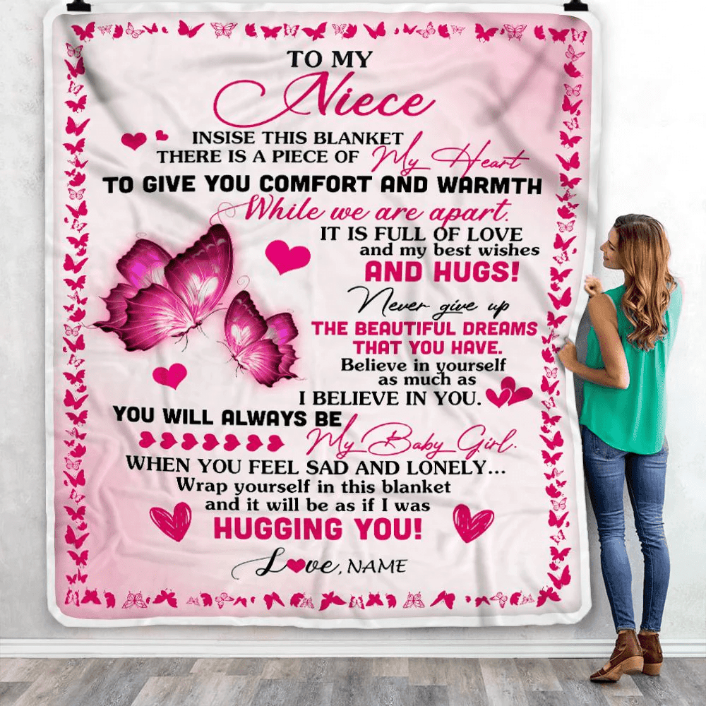 Personalized To My Niece Blanket From Aunt Auntie Butterfly Inside This Blanket Niece Birthday Graduation Thanksgiving Christmas Customized Fleece Blanket