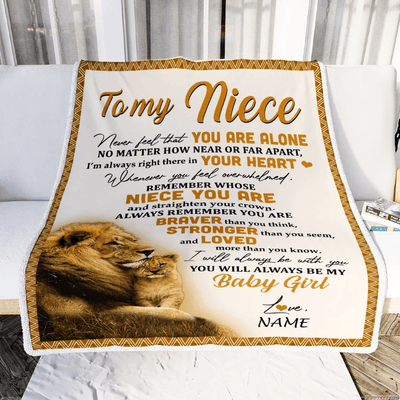 Personalized To My Niece Blanket From Uncle Lion Never Feel That You Are Alone Great Niece Birthday Graduation Christmas Bed Fleece Throw Blanket