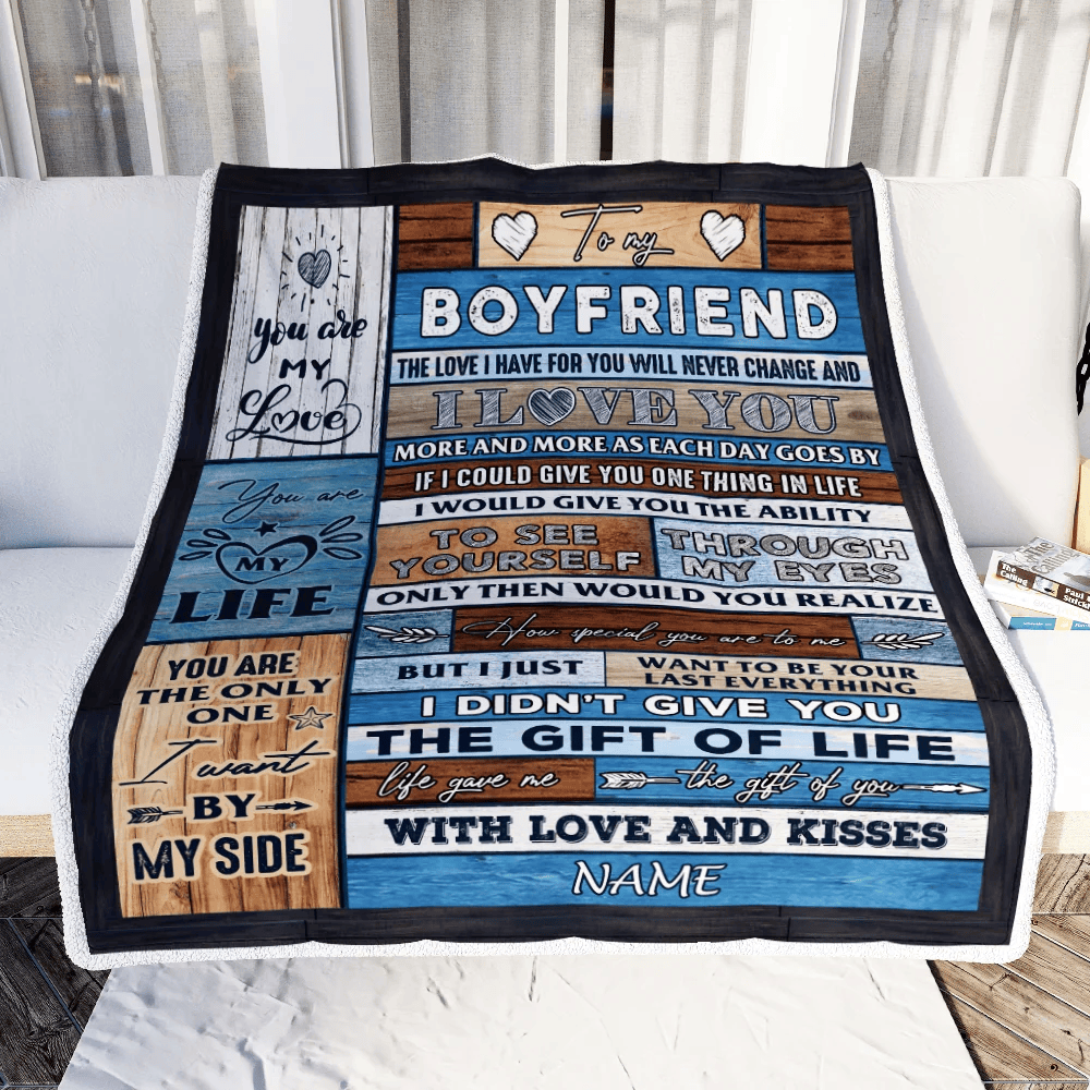 Personalized To My Boyfriend Blanket From Girlfriend Wood I Love You More And More Boyfriend Anniversary Valentines Day For Him Christmas Fleece Blanket