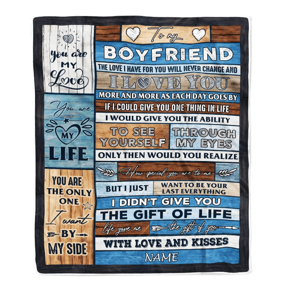 Personalized To My Boyfriend Blanket From Girlfriend Wood I Love You More And More Boyfriend Anniversary Valentines Day For Him Christmas Fleece Blanket