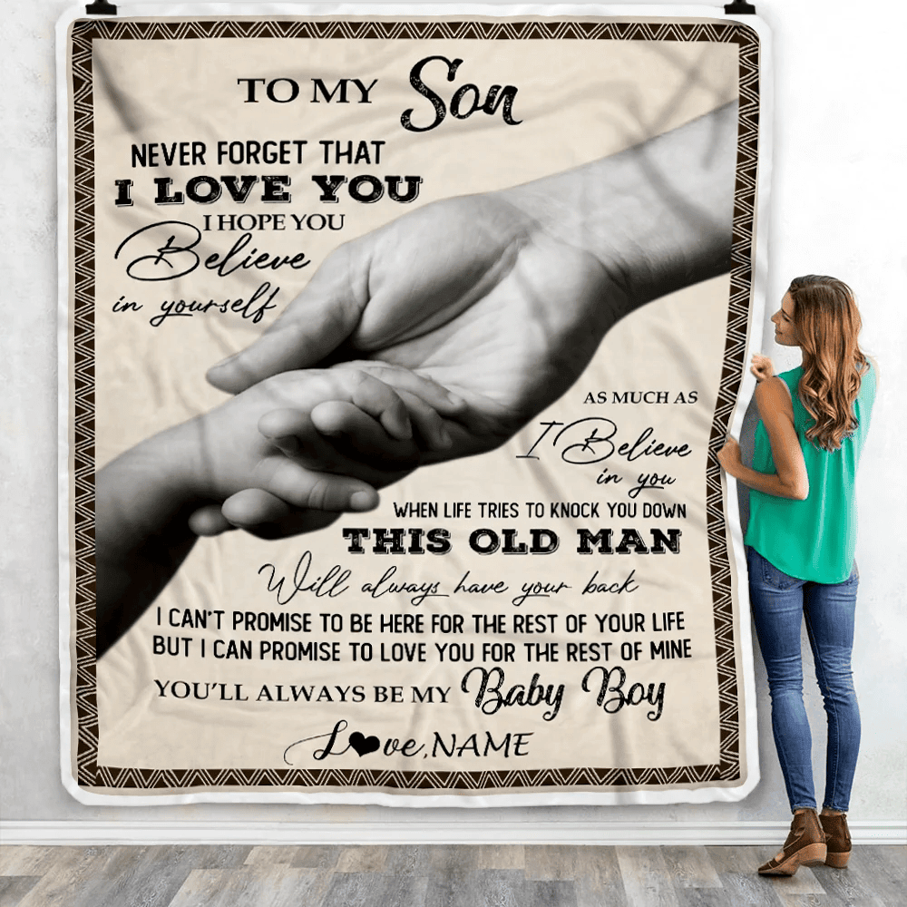 Personalized To My Son From Dad Never Forget That I Love You For Son Great Birthday Thanksgiving Graduation Christmas Bed Quilt Fleece Throw Blanket