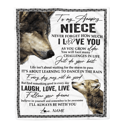 Personalized To My Niece Blanket From Aunt Uncle Just Do You Best Laugh Love Live Wolf Niece Birthday Graduation Christmas Customized Bed Fleece Throw Blanket