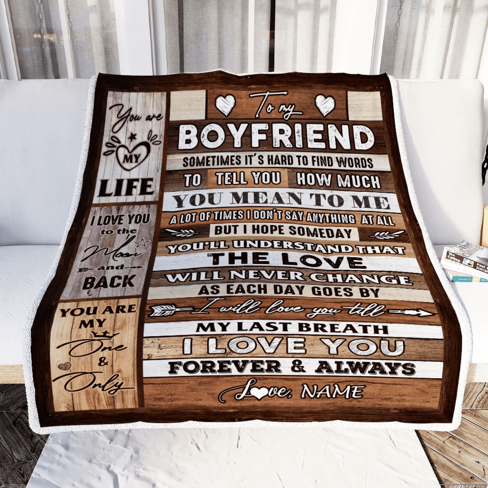 Personalized To My Boyfriend Blanket From Girlfriend Wood You Meaning To Me Love You Boyfriend Anniversary Valentines Day For Her Christmas Fleece Blanket
