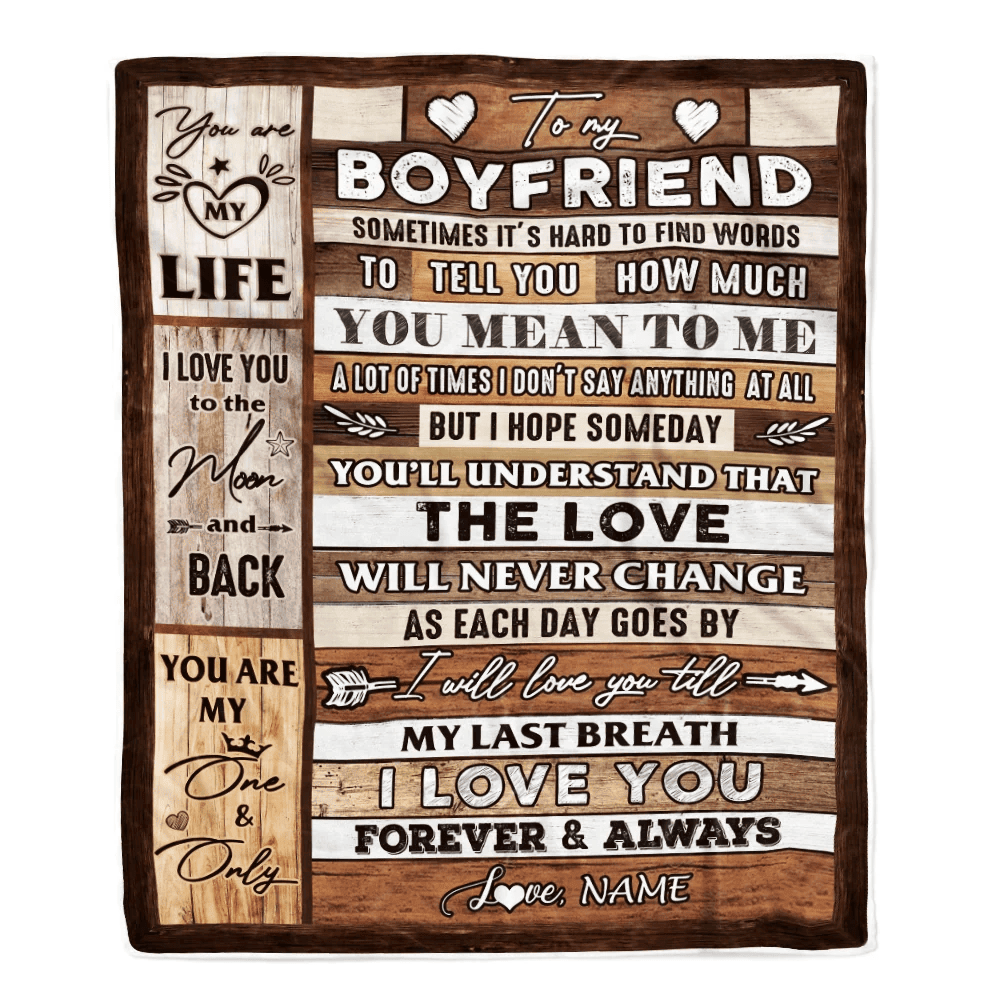 Personalized To My Boyfriend Blanket From Girlfriend Wood You Meaning To Me Love You Boyfriend Anniversary Valentines Day For Her Christmas Fleece Blanket