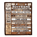 Personalized To My Boyfriend Blanket From Girlfriend Wood You Meaning To Me Love You Boyfriend Anniversary Valentines Day For Her Christmas Fleece Blanket