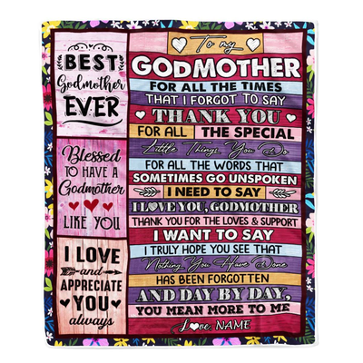Personalized Godmother Blanket From Niece Nephew Thank You For The Love Godmother Mothers Day Birthday Christmas Customized Bed Fleece Throw Blanket