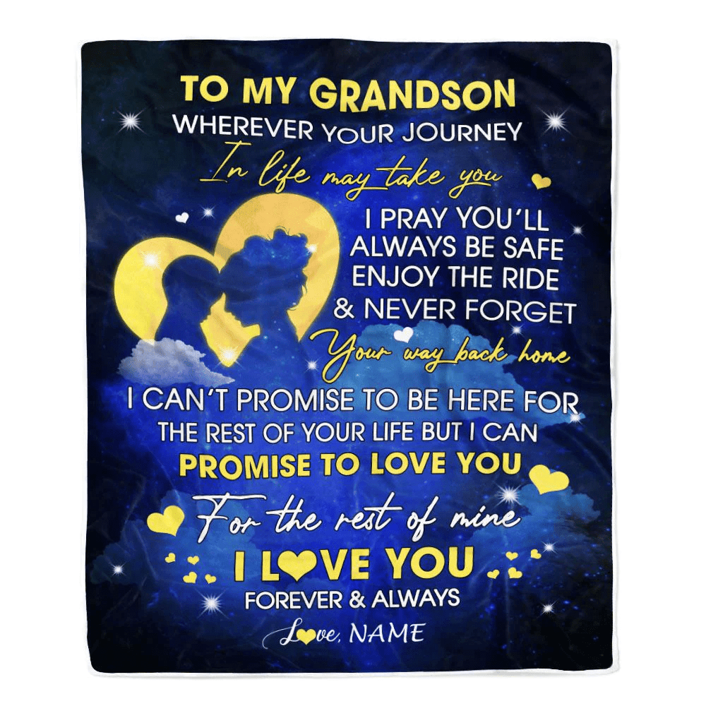 Personalized To My Grandson Blanket From Grandma Gigi Wherever Your Journey Grandson Birthday Graduation Christmas Customized Bed Fleece Throw Blanket