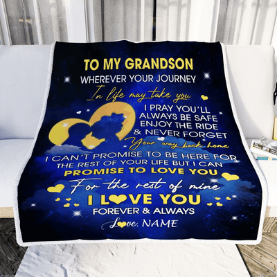 Personalized To My Grandson Blanket From Grandma Gigi Wherever Your Journey Grandson Birthday Graduation Christmas Customized Bed Fleece Throw Blanket