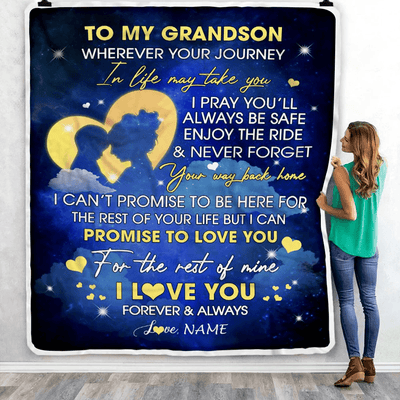 Personalized To My Grandson Blanket From Grandma Gigi Wherever Your Journey Grandson Birthday Graduation Christmas Customized Bed Fleece Throw Blanket