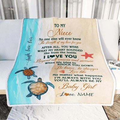 Personalized To My Niece Blanket From Aunt Auntie Uncle Turtle Laugh Love Live I Love You Niece Birthday Graduation Christmas Customized Fleece Throw Blanket
