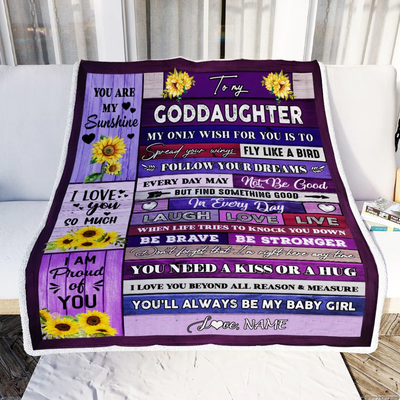 Personalized To My Bonus Daughter Blanket From Stepmother Wood Laugh Love Live Sunflower Stepdaughter Birthday Christmas Customized Bed Fleece Throw Blanket