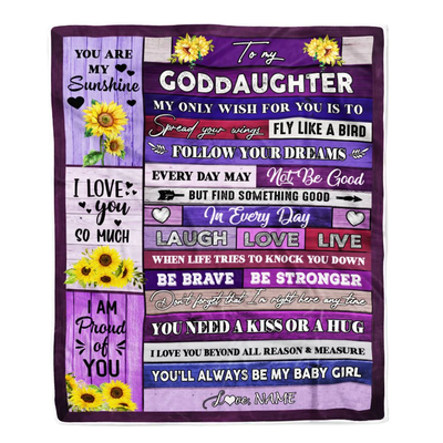 Personalized To My Bonus Daughter Blanket From Stepmother Wood Laugh Love Live Sunflower Stepdaughter Birthday Christmas Customized Bed Fleece Throw Blanket