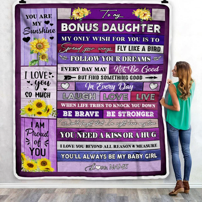 Personalized To My Goddaughter Blanket From Godmother Wood Laugh Love Live Sunflower Goddaughter Birthday Graduation Christmas Customized Fleece Throw Blanket
