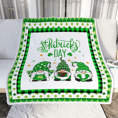 Cute Gnomes St Patrick's Fleece Blanket